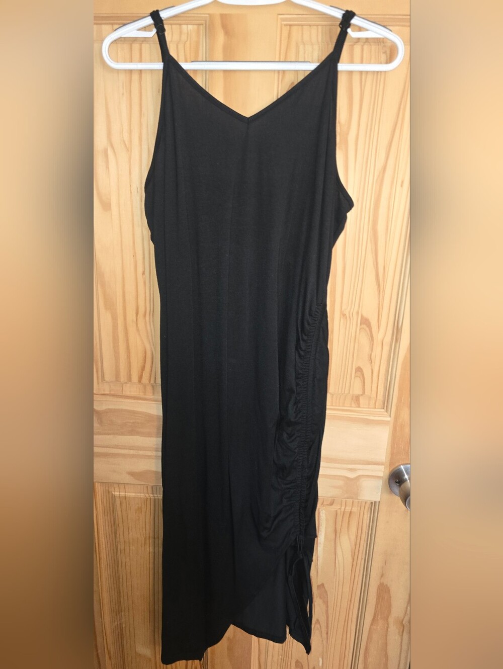 SHEIN Curve 1xl Black Sleeveless Side-Ruched Maxi Dress